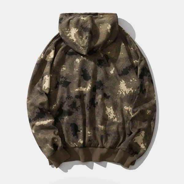 Camouflage Print Oversized Hoodie With Patch