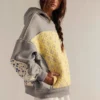 Floral Quilted Patchwork Oversized Hoodie Floral Quilted Patchwork Oversized Hoodie
