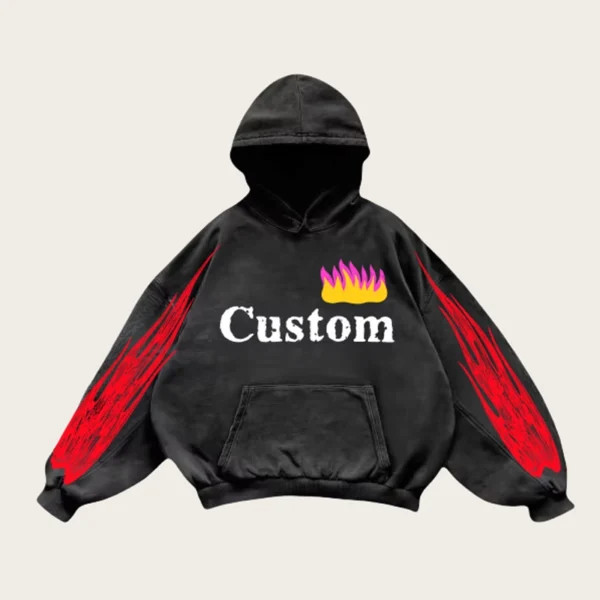 Flame & Angel Graphic Vintage Wash Hoodie