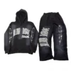 Gothic Letter Patch Wide Leg Hoodie Tracksuit