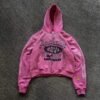 Anarchy 1977 Vintage Distressed Rhinestone Crop Zip Hoodie