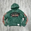 Distressed Studded Zip-Up Graphic Hoodie Distressed Studded Zip-Up Graphic Hoodie