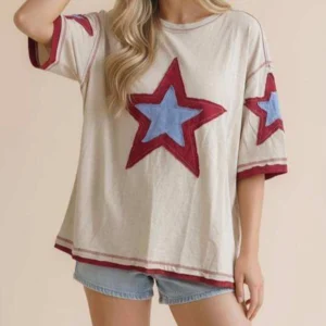 Vintage Washed Star Patch Oversized Tee