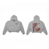 Vintage Distressed Cropped Hoodie With Red Print