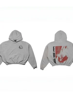 Vintage Distressed Cropped Hoodie With Red Print