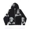Multicolor Portrait Full Zip Oversized Hooded Jacket Multicolor Portrait Full Zip Oversized Hooded Jacket