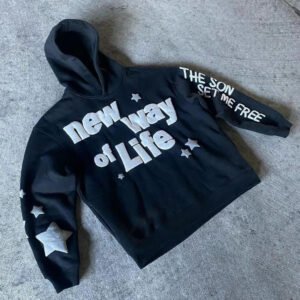 New Way Of Life Star Chenille Patch Oversized Hoodie