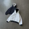Two-Tone Lined Oversized Cropped Zip Hoodie