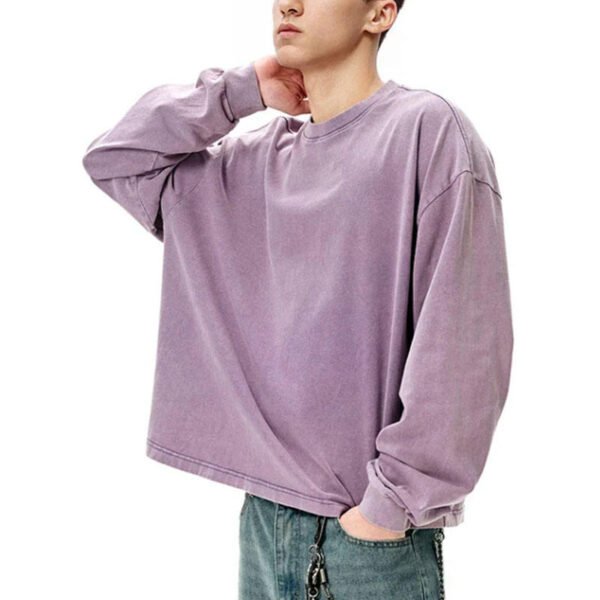 Vintage Acid Wash Oversized Cropped Long Sleeve Crew Tee