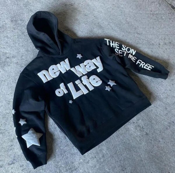 New Way Of Life Star Chenille Patch Oversized Hoodie New Way Of Life Star Chenille Patch Oversized Hoodie