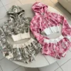 Camouflage Print Cropped Hoodie & Short Set Camouflage Print Cropped Hoodie & Short Set