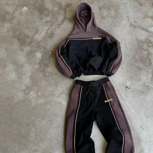 Retro Racing Stripe Color Block Tracksuit