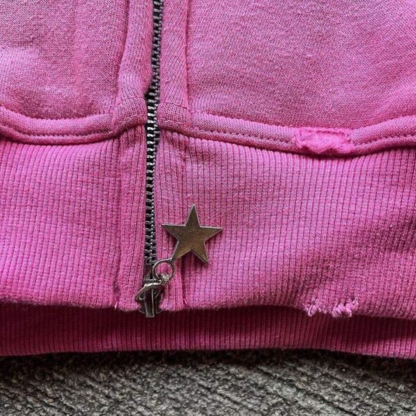 Anarchy 1977 Vintage Distressed Rhinestone Crop Zip Hoodie