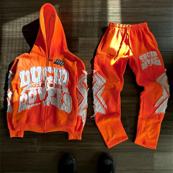 Raw Patch Gradient Zip Hoodie & Jogger Set Raw Patch Gradient Zip Hoodie & Jogger Set