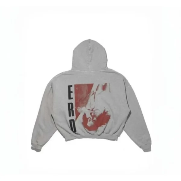 Vintage Distressed Cropped Hoodie With Red Print
