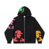 Multicolor Portrait Full Zip Oversized Hooded Jacket Multicolor Portrait Full Zip Oversized Hooded Jacket