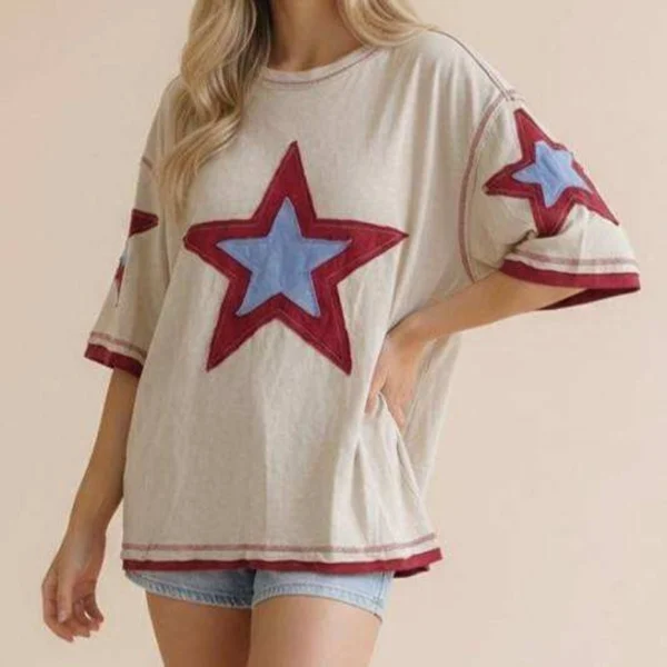 Vintage Washed Star Patch Oversized Tee