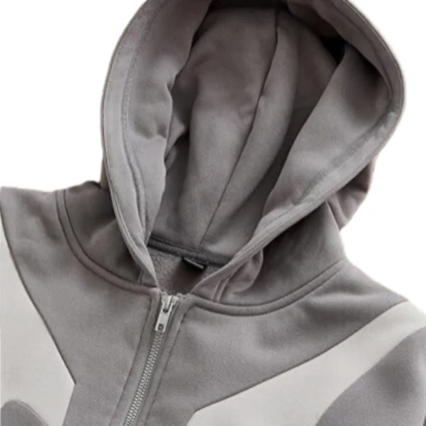 Contrast Geometric Color Block Zip-Up Hoodie