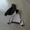 Two-Tone Lined Oversized Cropped Zip Hoodie Two-Tone Lined Oversized Cropped Zip Hoodie