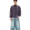 Vintage Acid Wash Oversized Cropped Long Sleeve Crew Tee
