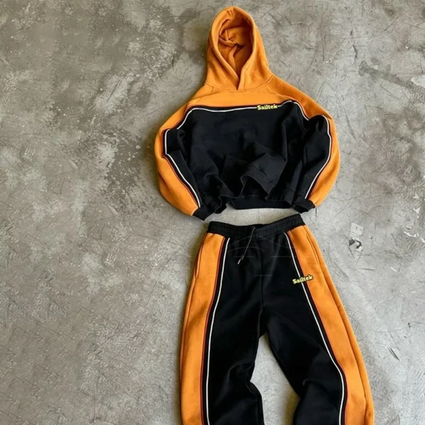 Retro Racing Stripe Color Block Tracksuit
