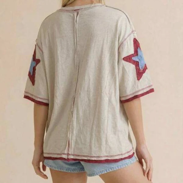 Vintage Washed Star Patch Oversized Tee