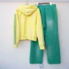 Dot Side Stripe Color Block Cropped Tracksuit