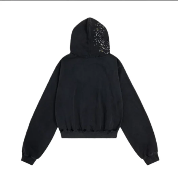 Star Rhinestone Washed Cropped Zip Hoodie