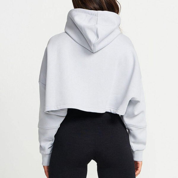 Light Grey Blank Custom Logo Full Zip Crop Hooded Jacket