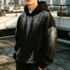 Sparkling Rhinestone Washed Oversized Hoodie Sparkling Rhinestone Washed Oversized Hoodie