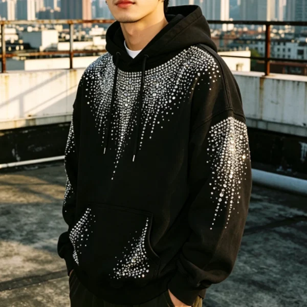 Sparkling Rhinestone Washed Oversized Hoodie Sparkling Rhinestone Washed Oversized Hoodie