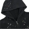 Star Rhinestone Washed Cropped Zip Hoodie