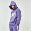 Purple Gothic Star Print Matching Hoodie Track Suit Purple Gothic Star Print Matching Hoodie Track Suit