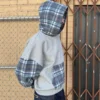 Plaid Color Block Zip-Up Hoodie Plaid Color Block Zip-Up Hoodie