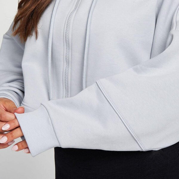 Light Grey Blank Custom Logo Full Zip Crop Hooded Jacket