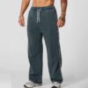 Side White Piping Blank Custom Logo Wide Leg Fleece Sweatpants