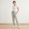 Heather Grey Basic Elastic Cuff Jogger Sweatpants