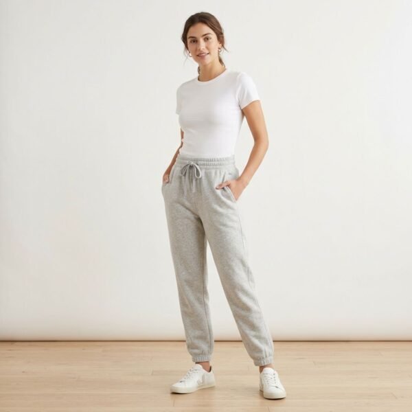 Heather Grey Basic Elastic Cuff Jogger Sweatpants