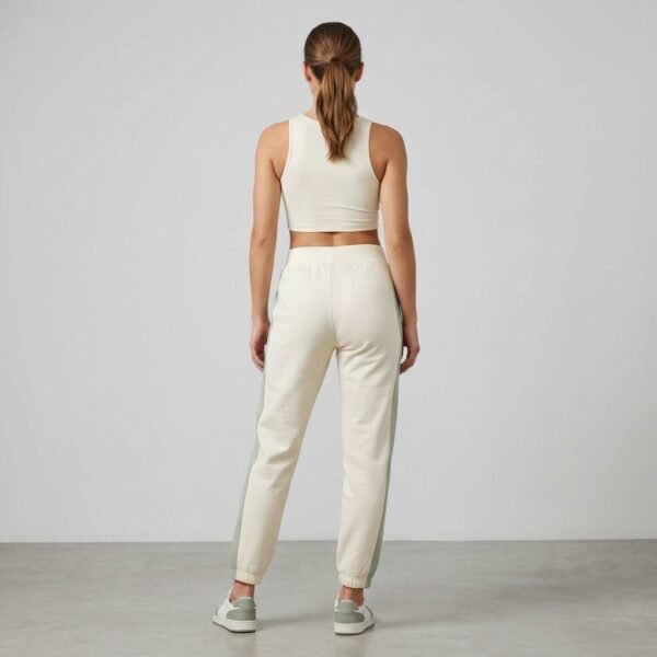 Cream Sage Side Stripe Mix Match Loungewear Jogger Pants Cream Sage Side Stripe Mix Match Loungewear Jogger Pants