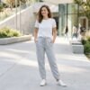 Heather Grey Basic Elastic Cuff Jogger Sweatpants