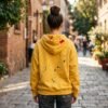 Color Splash Paint Splatter Henley Collar Yellow Pullover Hoodie Color Splash Paint Splatter Henley Collar Yellow Pullover Hoodie