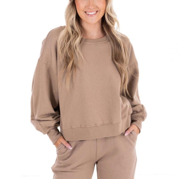 Cropped Drop Shoulder Crewneck Split Hem Wide Leg Sweatpants 2 Piece Set Cropped Drop Shoulder Crewneck Split Hem Wide Leg Sweatpants 2 Piece Set