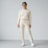 Sage Side Stripe Cream Jogger Sweatpants