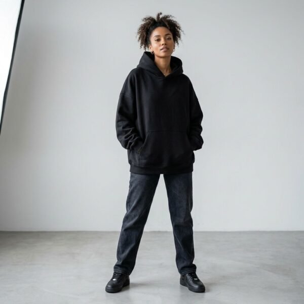 Solid Black Oversized Blank Pullover Hoodie Solid Black Oversized Blank Pullover Hoodie