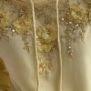 Pale Yellow 3D Gold Floral Rhinestone Oversized Pullover Hoodie