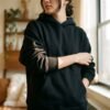 Solid Black Oversized Blank Pullover Hoodie Solid Black Oversized Blank Pullover Hoodie
