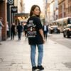 Black Washed Mini Throttle Racing Graphic Oversized Tee