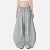 Heather Grey Oversized Barrel Sweatpants With Thick Rope Drawcords