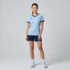 Light Blue Diagonal Print V-Neck Sport Jersey Short Set