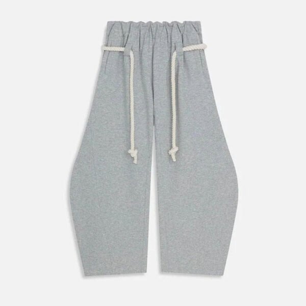 Heather Grey Oversized Barrel Sweatpants With Thick Rope Drawcords